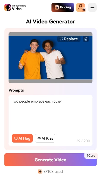 virbo ai hug