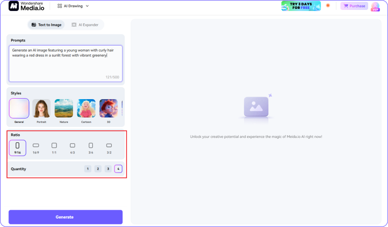 Choose Aspect Ratio of the wallpaper image and generate